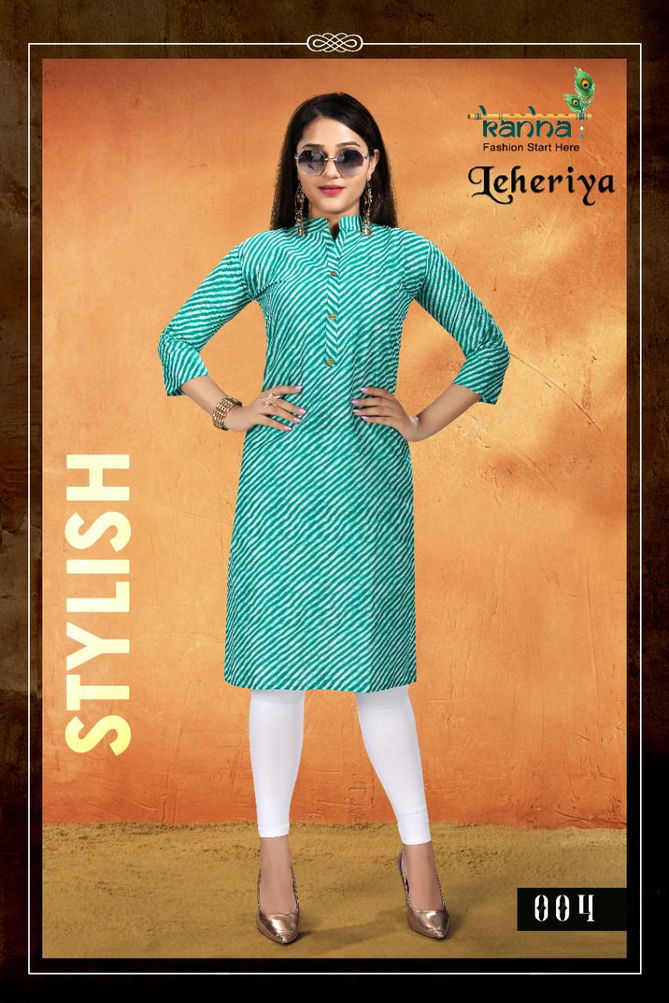 Kanha Leheriya Pure Cotton Printed Regular Wear Kurti Collection